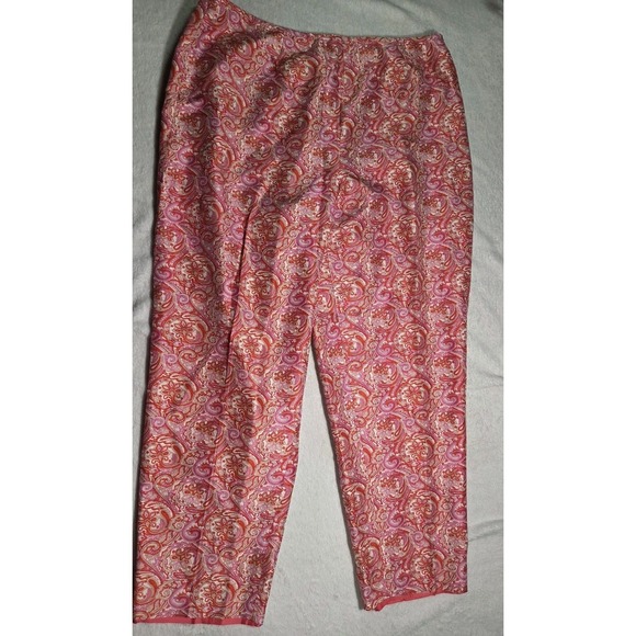 Evan Picone Pants - Evan Picone Womens 14 100% Silk Paisley Pants Pink Coral Lined Ankle Trouser